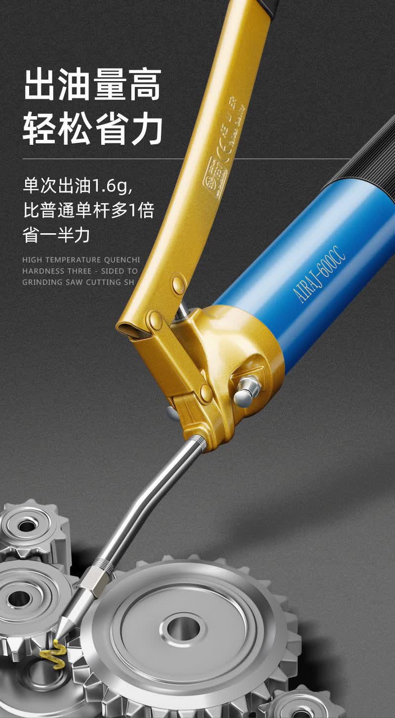 黄油枪手动车用高压透明打黄油神器单压双压杆牛油枪注油器黑精钢加强