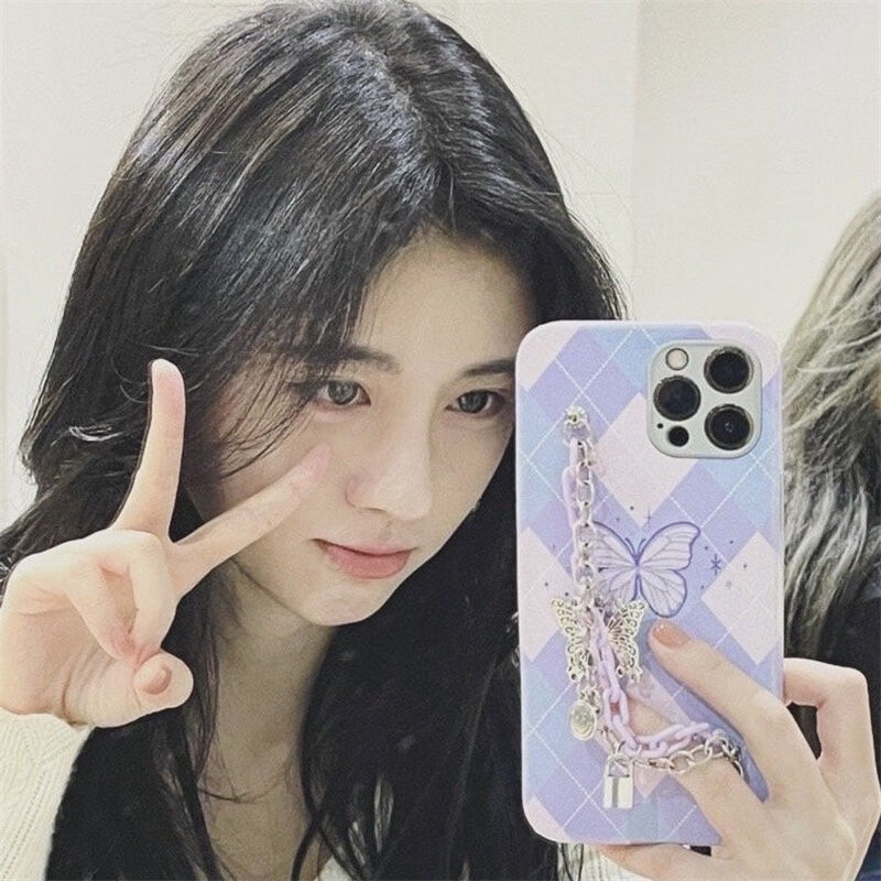 鞠婧祎同款蝴蝶iphone12pro苹果11手机壳xsmaxxr链条xs78p软壳毕柯鹿