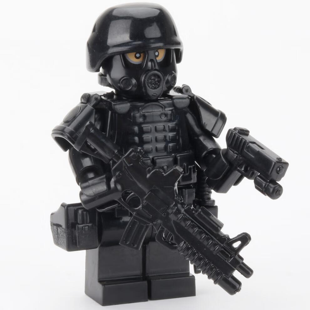 军事特警人仔特种兵城市铁骑交通警察小人偶男孩拼装积木玩具 粉红色