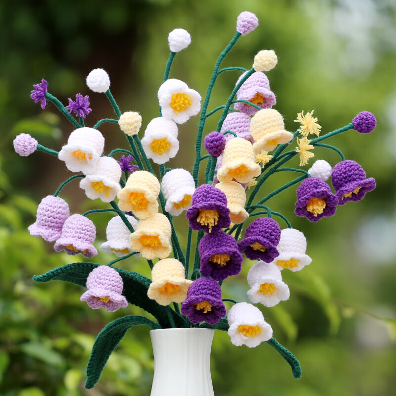 左余手工编织花束钩织毛线花diy自制材料包白色马蹄莲材料包可做六朵