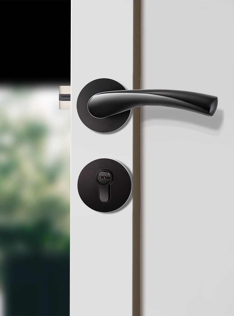 哥爵士通用型门锁室内静音门把手家用卧室黑色房门锁卫生间分体锁 【a