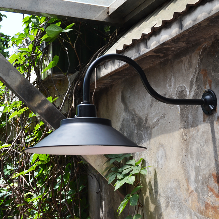 防水马路灯罩弯杆灯过道灯门口壁灯 室外照明灯 30cm直径灯罩 s弯杆