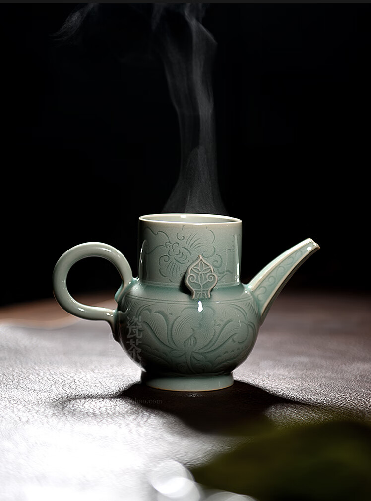 龙泉青瓷公道杯 龙泉青瓷纯仿古越窑执壶分茶器公道杯梅子青茶壶茶道