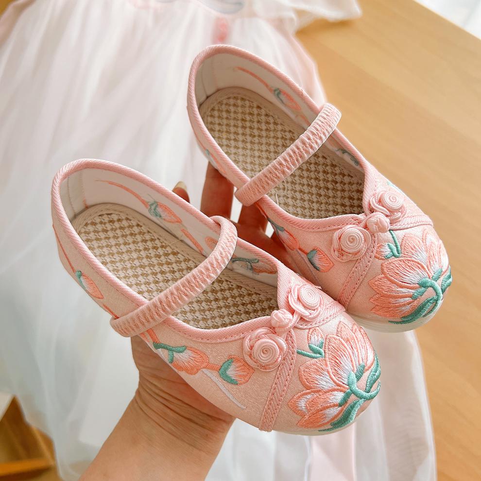 小女孩穿的绣花鞋儿童国风女童汉服鞋子手工老北京布鞋中大童古装鞋夏