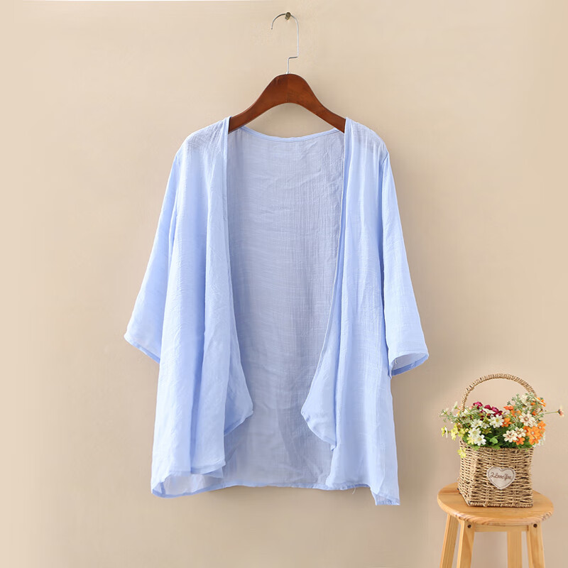 簘蕥搭配群子的夏天女款披肩小外套短装批肩文艺棉麻外搭开衫女薄款