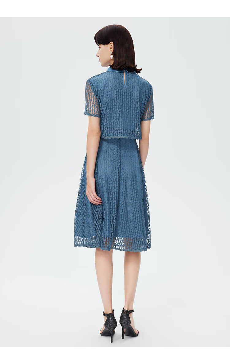 goobgsgb谷邦连衣裙女2022年春夏新款设计感蕾丝镂空收腰遮肉长裙月牙