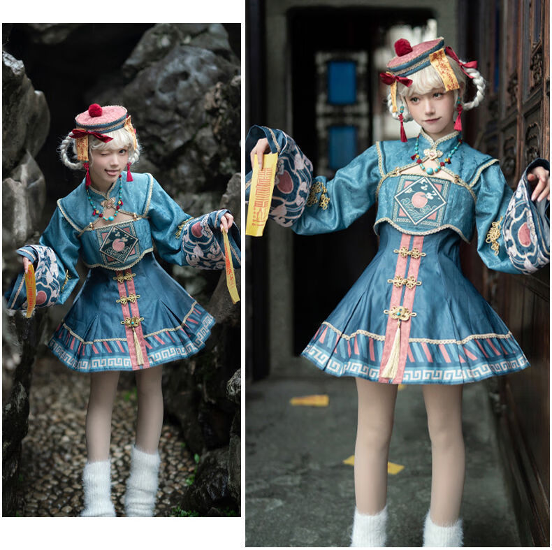 恋尚都市@樱姬lolita小僵尸洛丽塔jsk日常轻lo裙可爱连衣裙 jsk短款 m