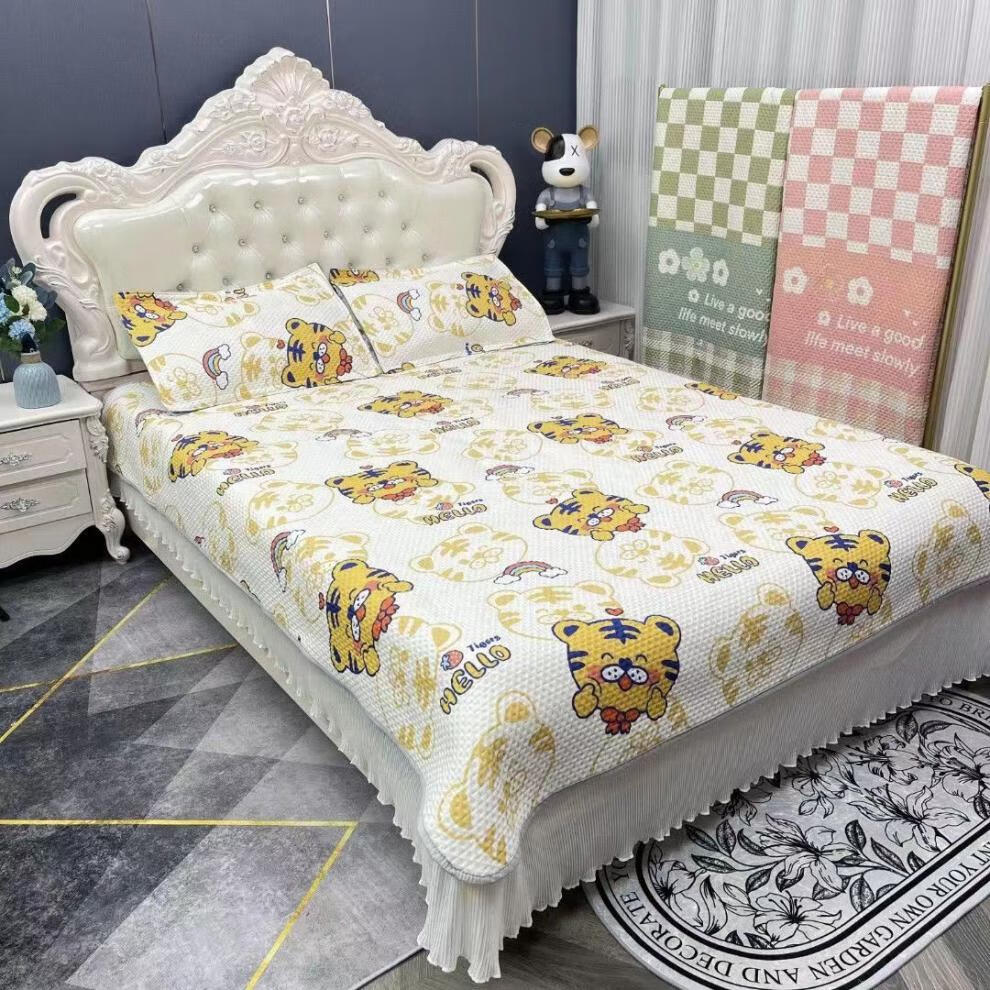 卡通多用途加棉雪花棉床盖原单大尺寸榻榻米盖毯双面床单 郁金香 150*