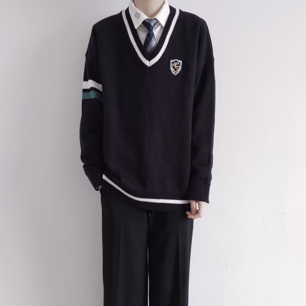 爱洛斯汀堡 jk/dk制服针织长袖v领套头毛衣外套男女秋冬情侣款 星沢高