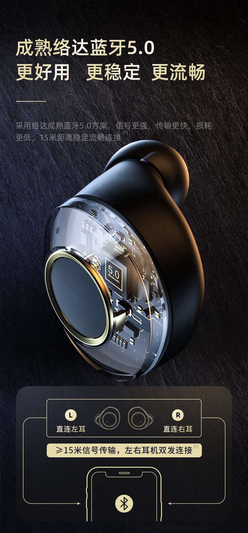 游戏运动高品质高颜值蓝牙耳机2021年新款真无线入耳式主动降噪超长