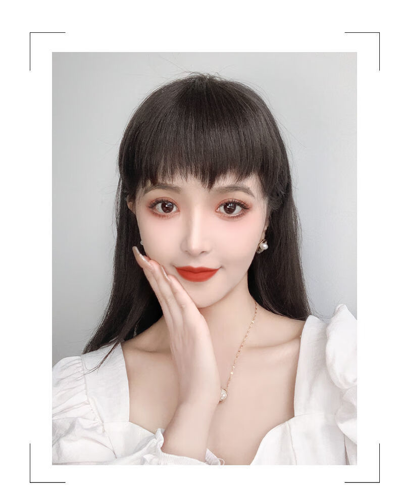 aidahngj 狗啃刘海假发女真发日系自然无痕假刘海片二次元眉上短刘海