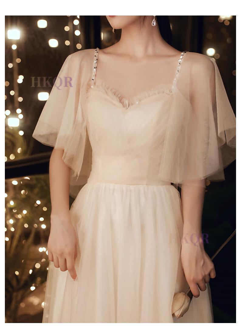 hkqr轻奢品牌女装新款夏季女宴会小晚礼服裙女名媛盛装气质生日派对