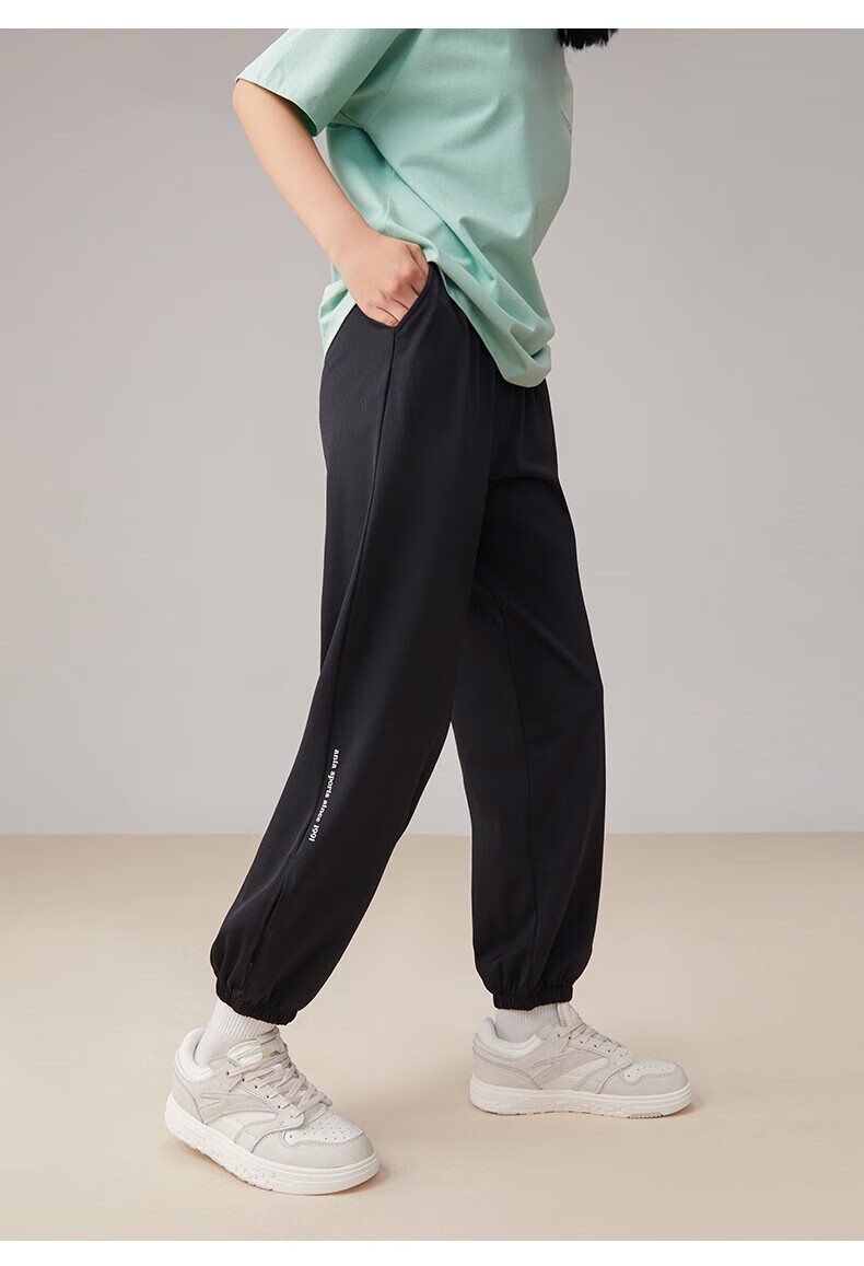 安踏(anta)冰丝裤运动长裤女士秋季针运动裤收口束脚宽松裤女士休闲