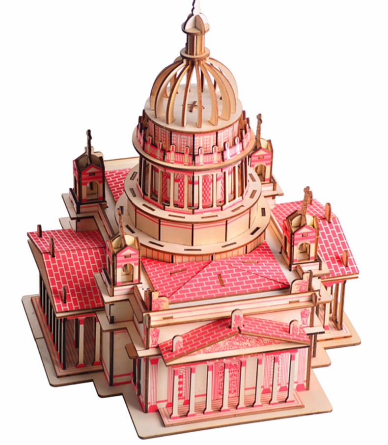 3d木质拼插立体拼图木制高难度西方国外建筑拼装仿真房子模型手工diy