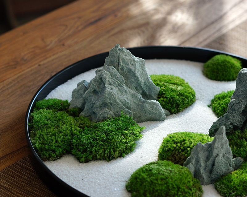 星派果 中式日式永生苔藓枯山水禅意微景观售楼处软装办公桌茶桌面