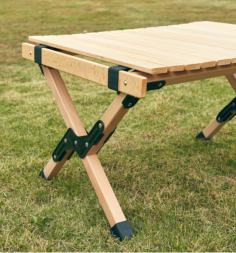 榉木蛋卷桌户外桌子实木折叠桌自驾游便携式露营野餐桌椅野营用品中号