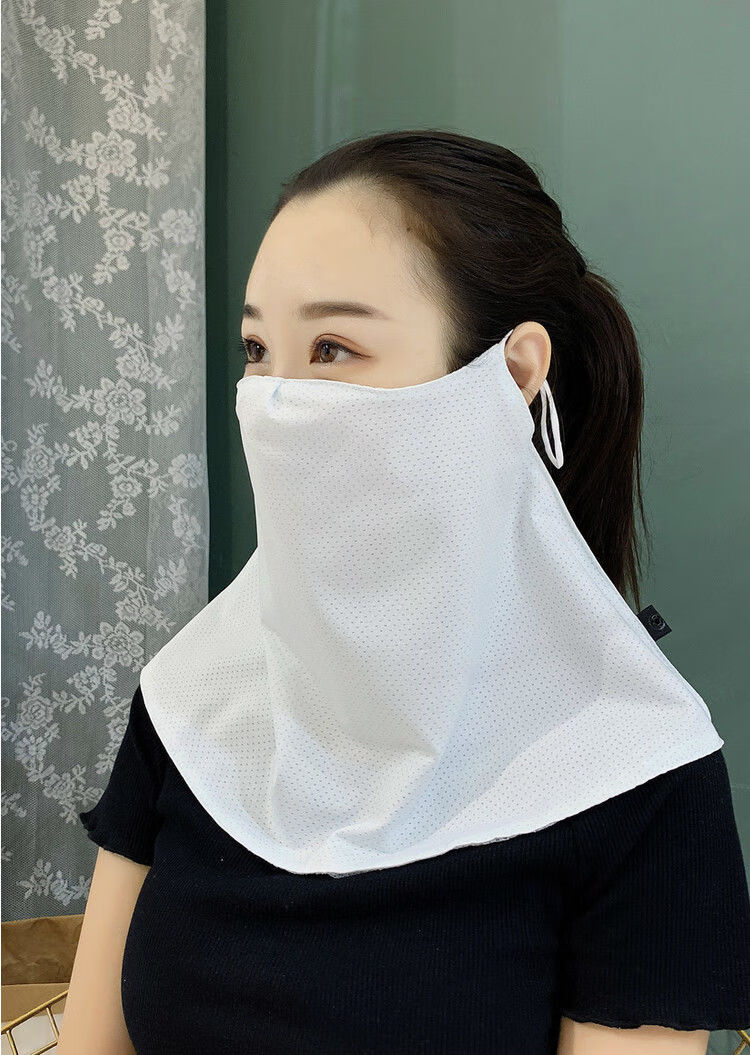 防晒口罩丝巾面纱丝巾小围脖女夏季防晒护脖子护颈口罩挂耳骑车遮全脸