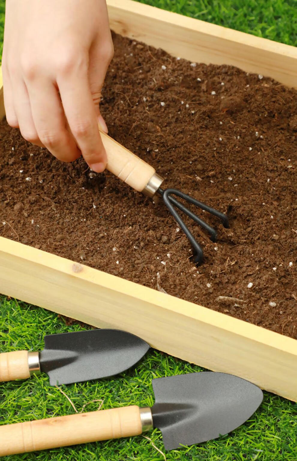 植树节工具盆栽小铲子种花养花铁锹松土花铲园艺种植多肉工具套装三件