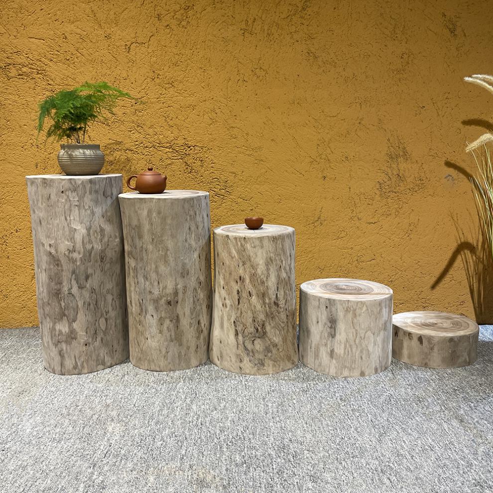 香樟木圆凳实木木墩客厅木凳花架木桩树墩坐凳换鞋凳根雕摆件高12直径