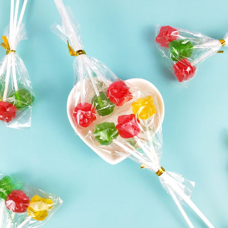 玫瑰花糖长杆棒棒糖5100支情人节礼物花束网红糖果创意糖果玫瑰花糖