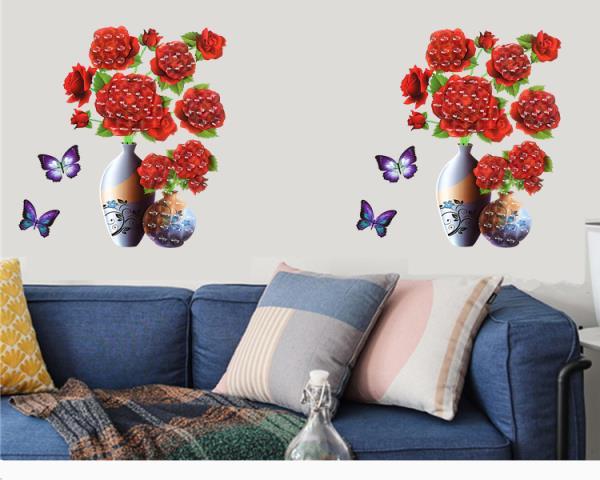 可狄同款墙贴补洞3d自粘立体仿真花瓶贴画贴花衣柜贴纸装饰冰箱贴k313