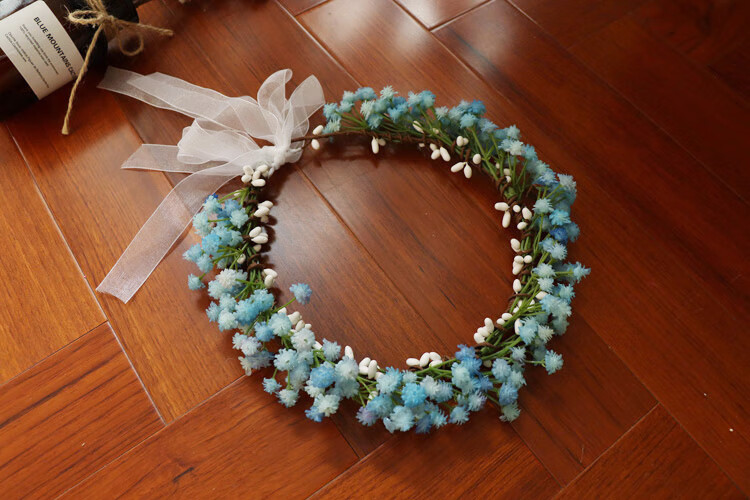 韩式清新唯美满天星花环新娘写真拍照道具头饰度假海边发饰花冠 白色