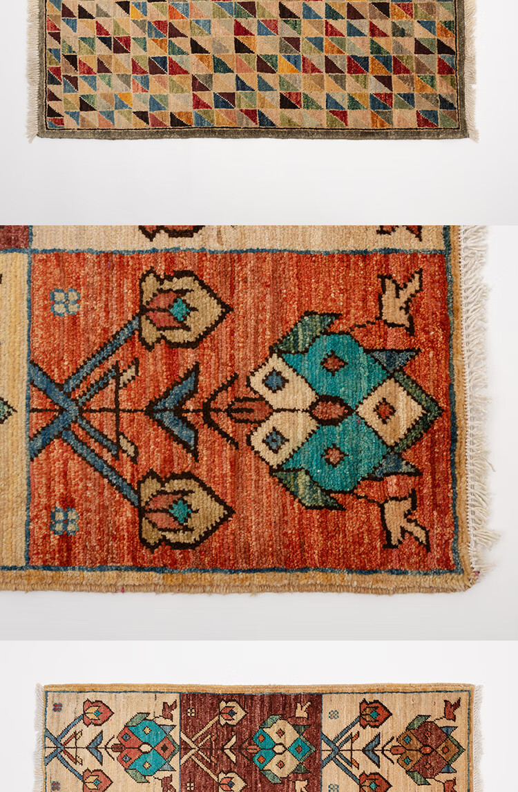 阿富汗地毯 阿富汗手工地毯羊毛手编阿富汗系列之手工打结小块复古