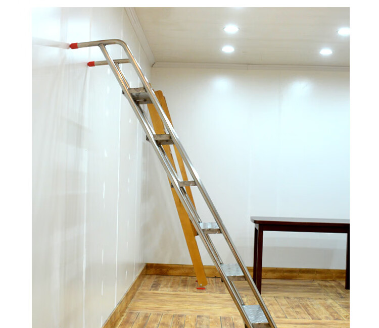 登高梯工业 家用不锈钢登高梯户外直梯工业梯304 不锈钢踏步梯带扶手