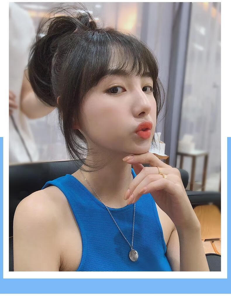 aidahngj3d空气刘海假发女圆脸网红法式留海修脸外八自然隐形无痕假