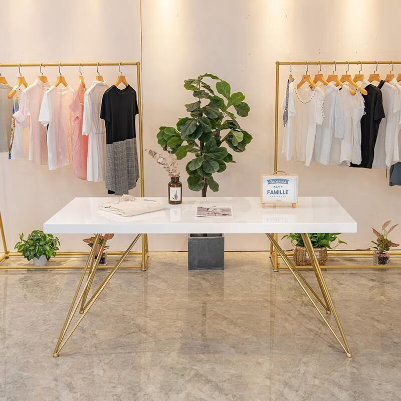 服装店展示挂衣架北欧展示桌服装店展示架中岛展示台实木地台网红