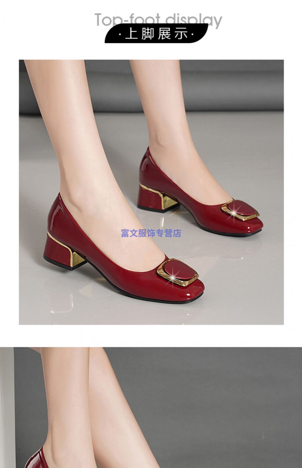 袋鼠daishu真皮女鞋2022新款春夏四季鞋单鞋女浅口中跟粗跟方头鞋酒