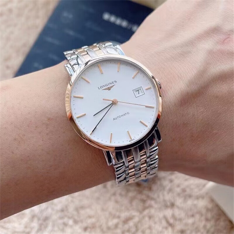 二手95新浪琴longines博雅系列二手自动机械男表背透黑面白面刻度钻