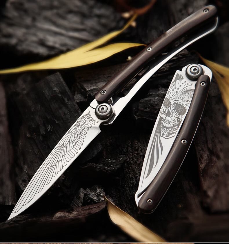 不锈钢折叠水果刀厨房瓜果刀削皮刀 花纹刀精美小刀观赏刀 绝影(人马