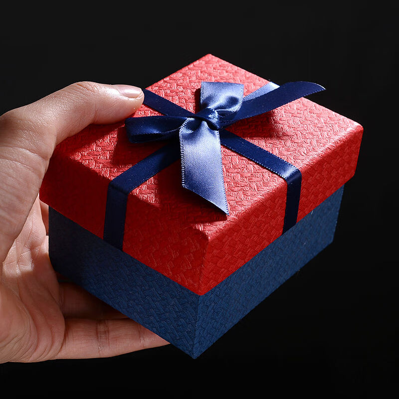 小号礼品盒精美小纸盒婚庆喜糖盒 酒红底米白盖 礼盒(送拉菲草 贺卡)