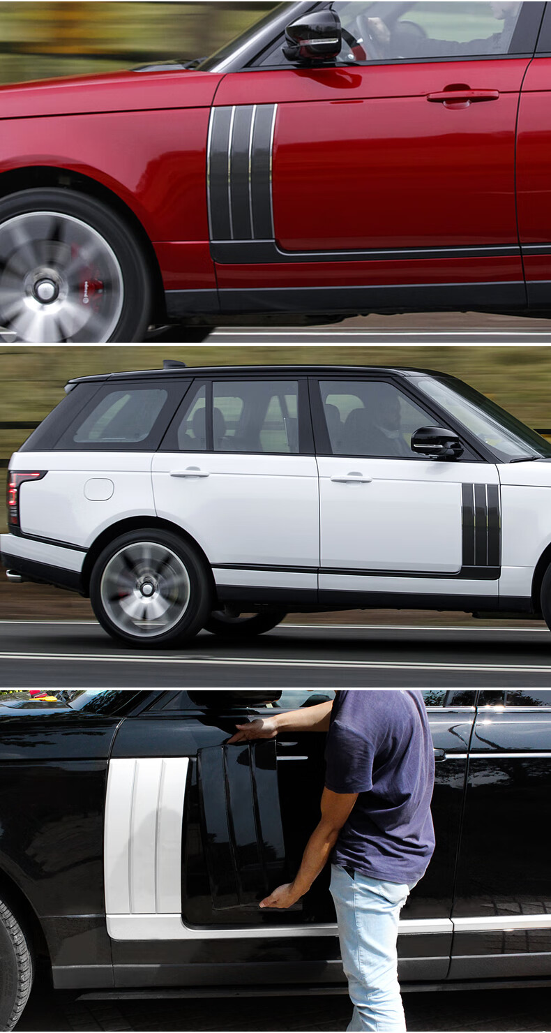 杜特13-21款路虎揽胜行政版改装创世套件鲨鱼腮黑曜装饰亮条侧面叶子