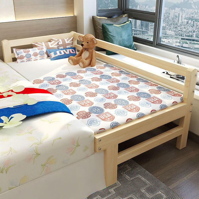 拼接床单人床床带护栏床防摔婴儿床实木拼接床公主床加宽床边床可定制