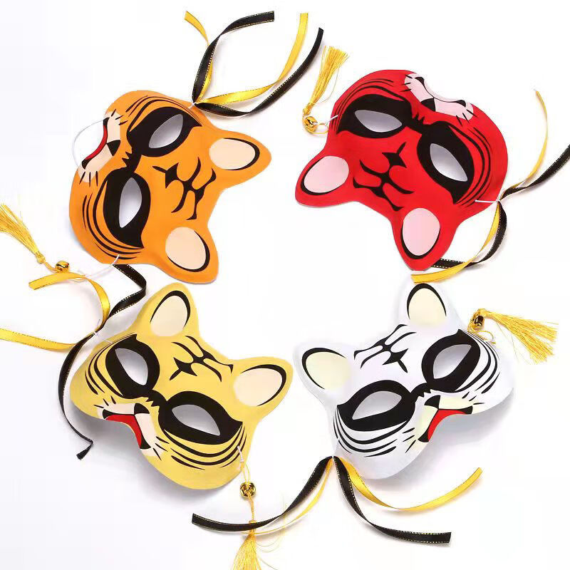园小动物卡通游戏面具圣诞儿童礼物老虎面具表演脸谱虎脸面具棕色2个