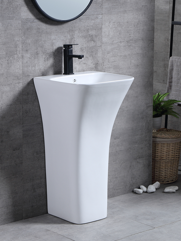 陶瓷小户型一体立柱盆洗手台盆落地洗脸盆阳台角盆家用卫生间面盆梯形