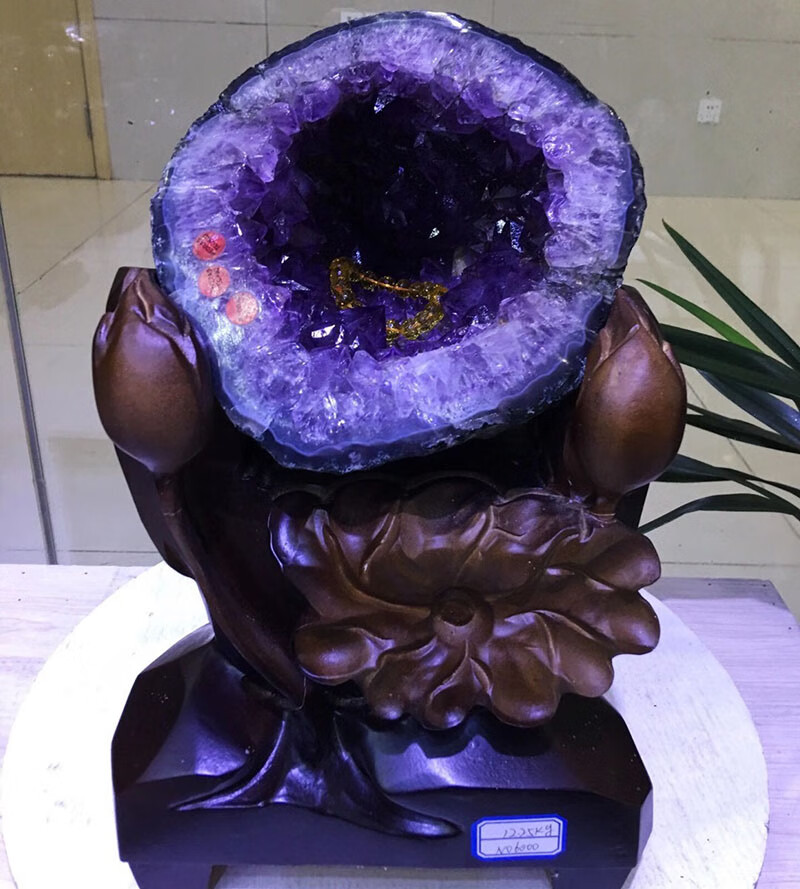 古珍紫水晶紫晶洞摆件原矿绿皮送长辈妈妈老婆女朋友礼物3619cm1225