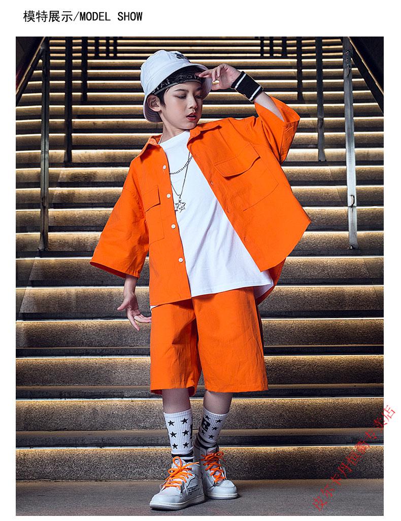 皮尔卡丹官方网旗舰街舞儿童潮服男童套装嘻哈童装潮牌演出服跳舞夏天