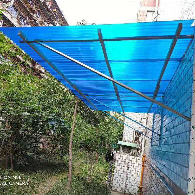阳台挡雨板蓝色树脂玻璃纤维小波浪阳光板阳光瓦雨棚屋顶遮阳瓦遮阳板
