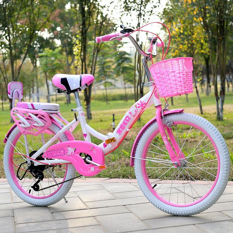 儿童自行车201618寸小学生67891012岁童车女孩单车黑胎折叠粉色座板款