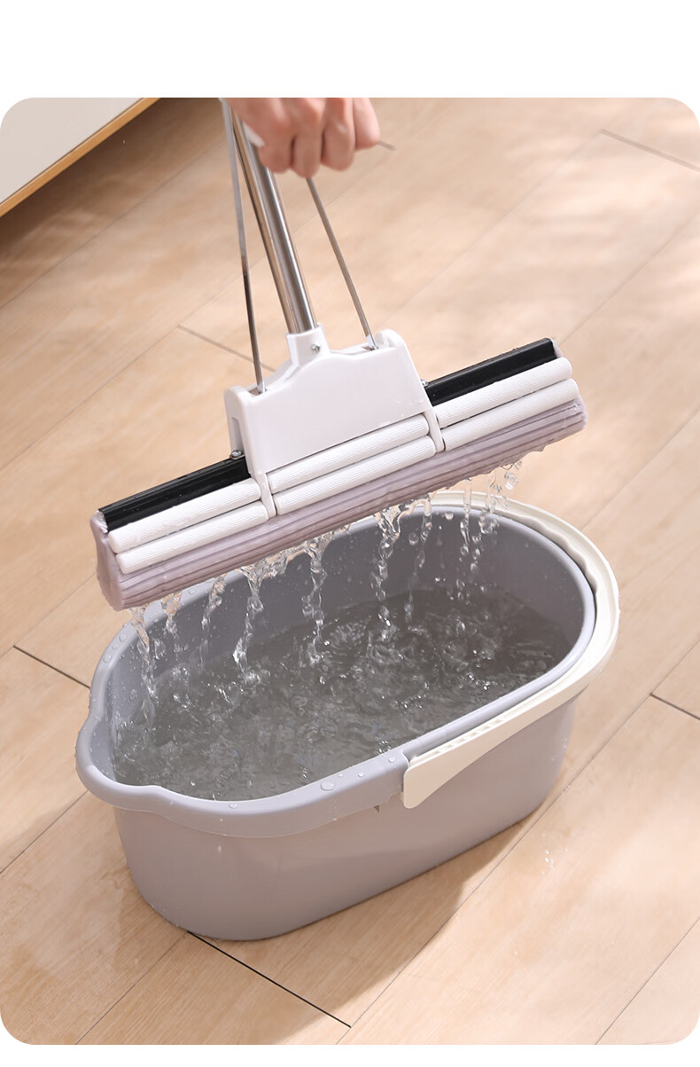 加长塑料洗拖把桶长方形家用折叠拖地水桶储水用洗车拖布桶单桶米白色