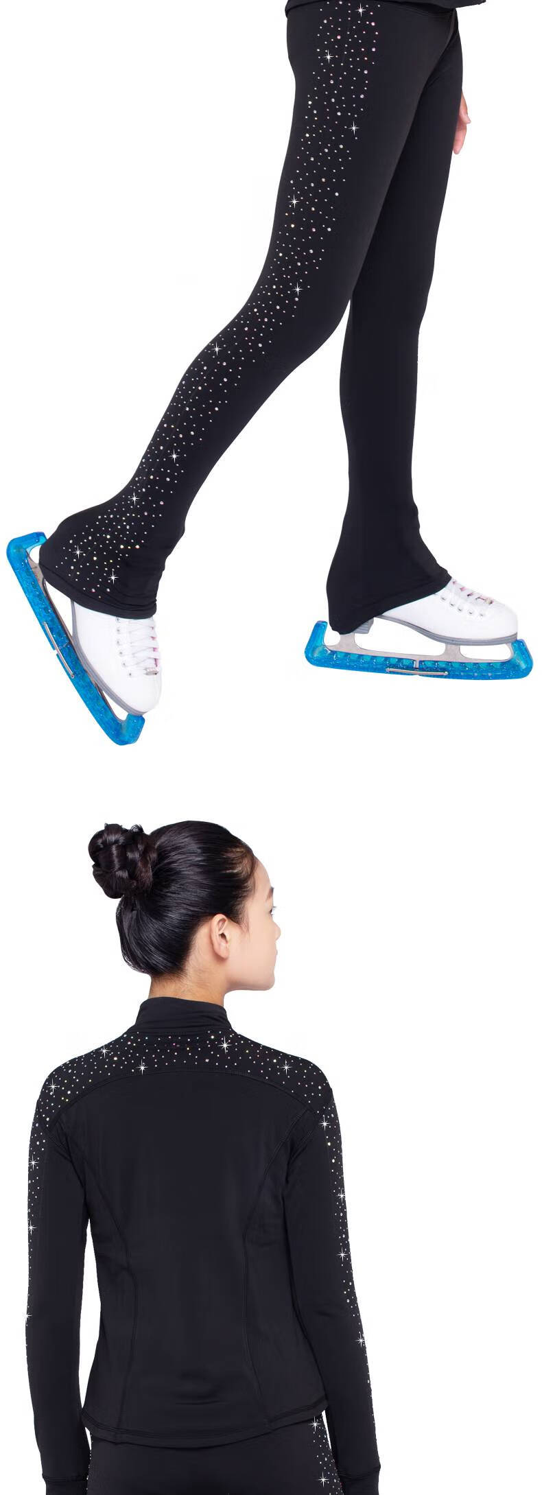 花样滑冰训练服 冰上舞者 滑冰服女童四季加绒彩钻花样溜冰裤子儿童