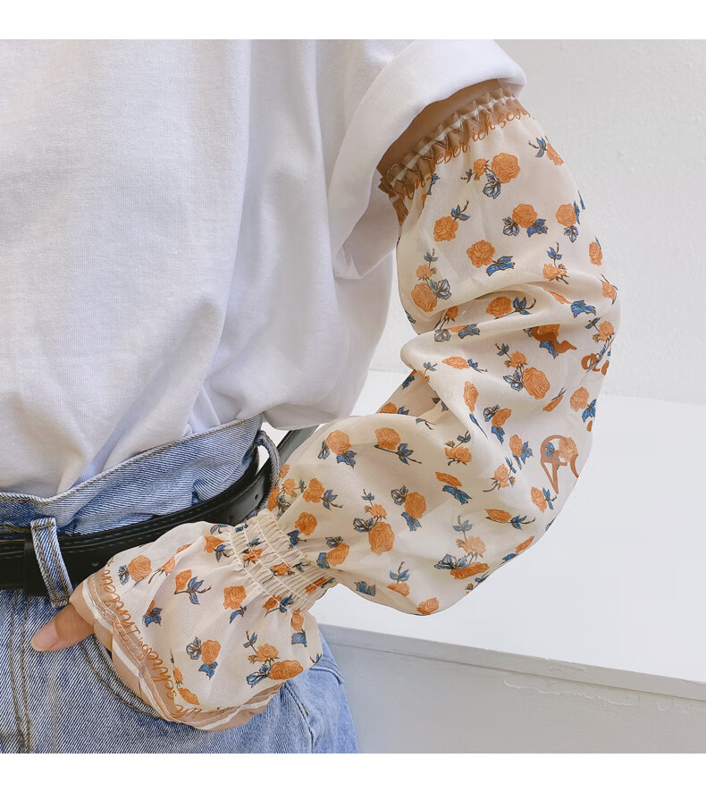 jeep吉普【官方精品】夏季宽松防晒小碎花雪纺袖套女开车骑车夏天薄款