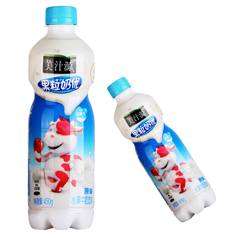 可口可乐美汁源果粒奶优草莓味450ml15瓶装整箱饮品水果牛奶饮料