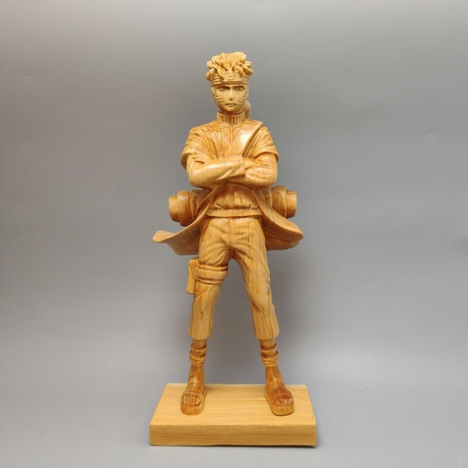 曲美思崖柏木雕动漫模型摆件火影忍者燃风鸣人路飞克林樱木雕像礼物