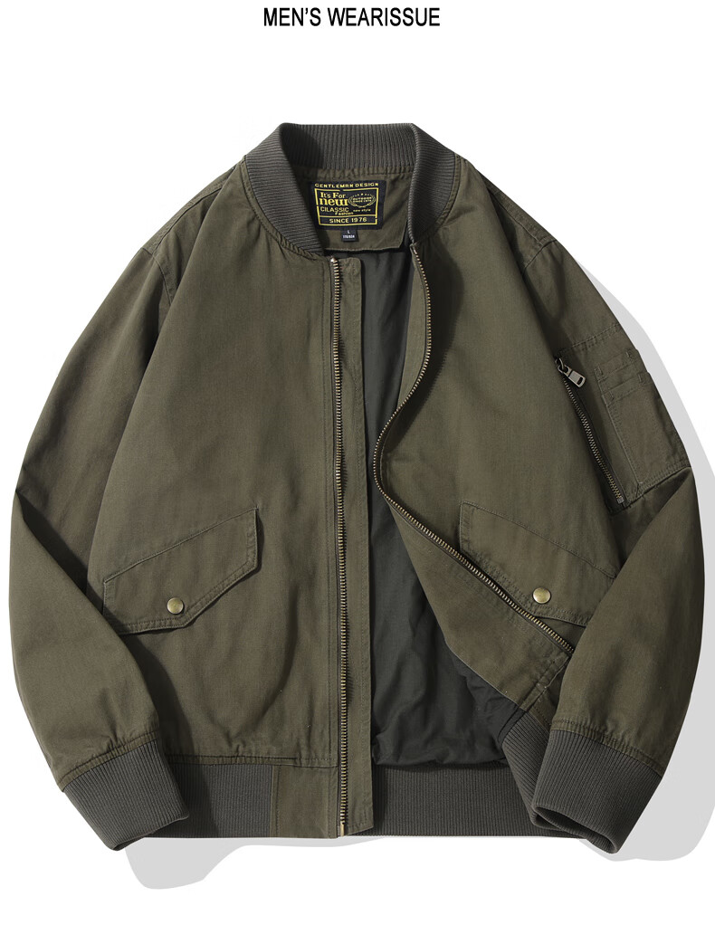 罗蒙棒球服男春秋季休闲宽松工装潮牌ins美式复古ma1飞行夹克外套男士