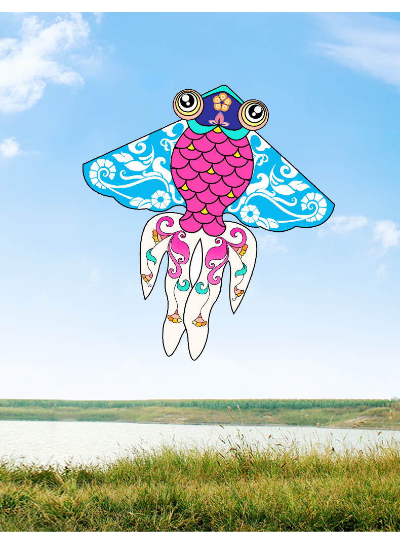 大金鱼风筝潍坊国风网红2022新款微风易飞儿童风筝专用成人手持仅风筝