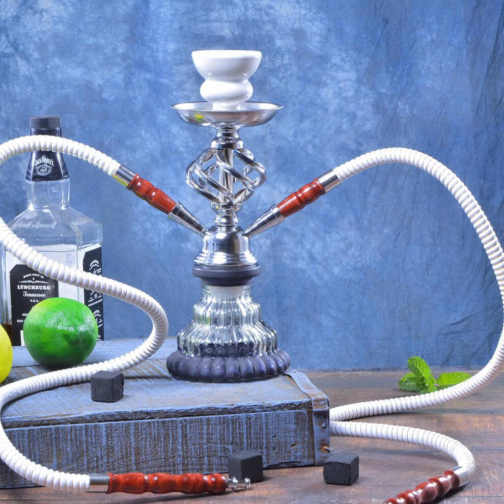 阿拉伯水烟家用水烟全套酒吧斗玻璃过滤器小号双人水烟戒烟水烟筒